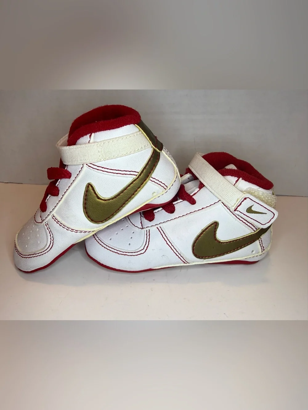 Nike Force 1 Crib Baby Shoes White Team Red Soft Bottom Size 3C